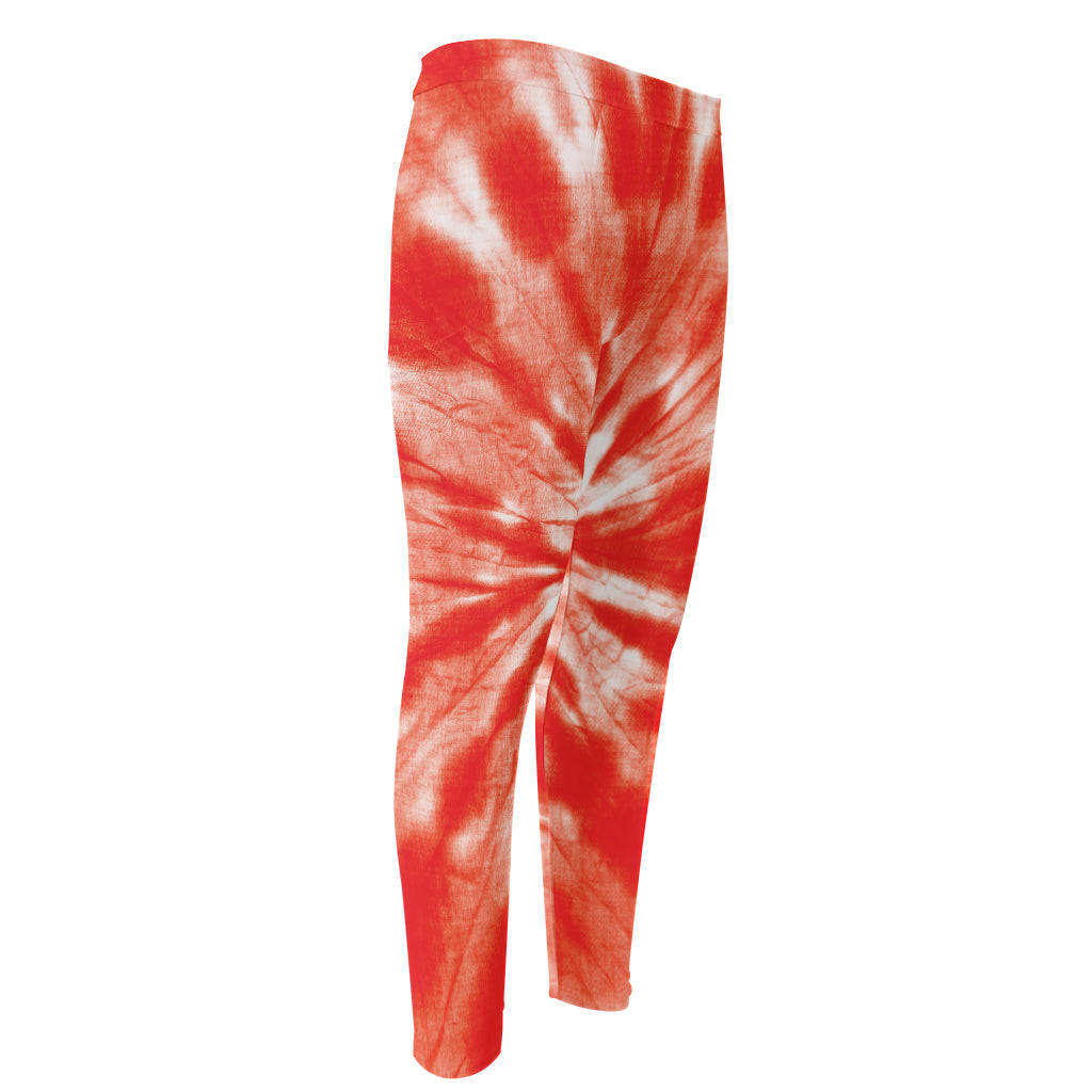 Orange Tie Dye Print Men's Compression Pants