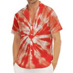 Orange Tie Dye Print Men's Deep V-Neck Shirt