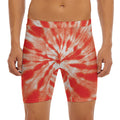Orange Tie Dye Print Men's Long Boxer Briefs