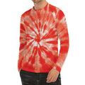 Orange Tie Dye Print Men's Long Sleeve Rash Guard