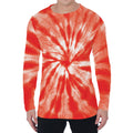 Orange Tie Dye Print Men's Long Sleeve T-Shirt