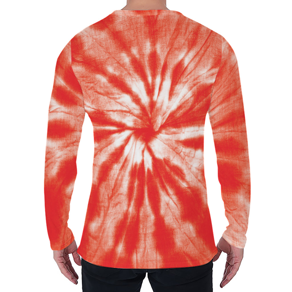 Orange Tie Dye Print Men's Long Sleeve T-Shirt