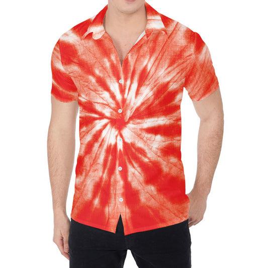 Orange Tie Dye Print Men's Shirt