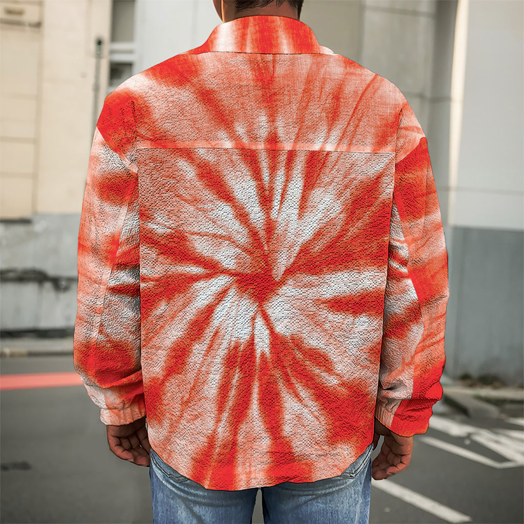 Orange Tie Dye Print Men's Shirt Jacket