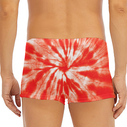 Orange Tie Dye Print Men's Short Boxer Briefs
