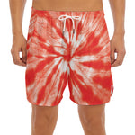 Orange Tie Dye Print Men's Split Running Shorts