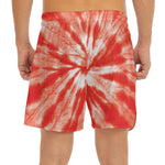 Orange Tie Dye Print Men's Split Running Shorts