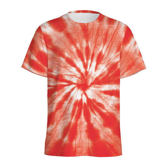 Orange Tie Dye Print Men's Sports T-Shirt