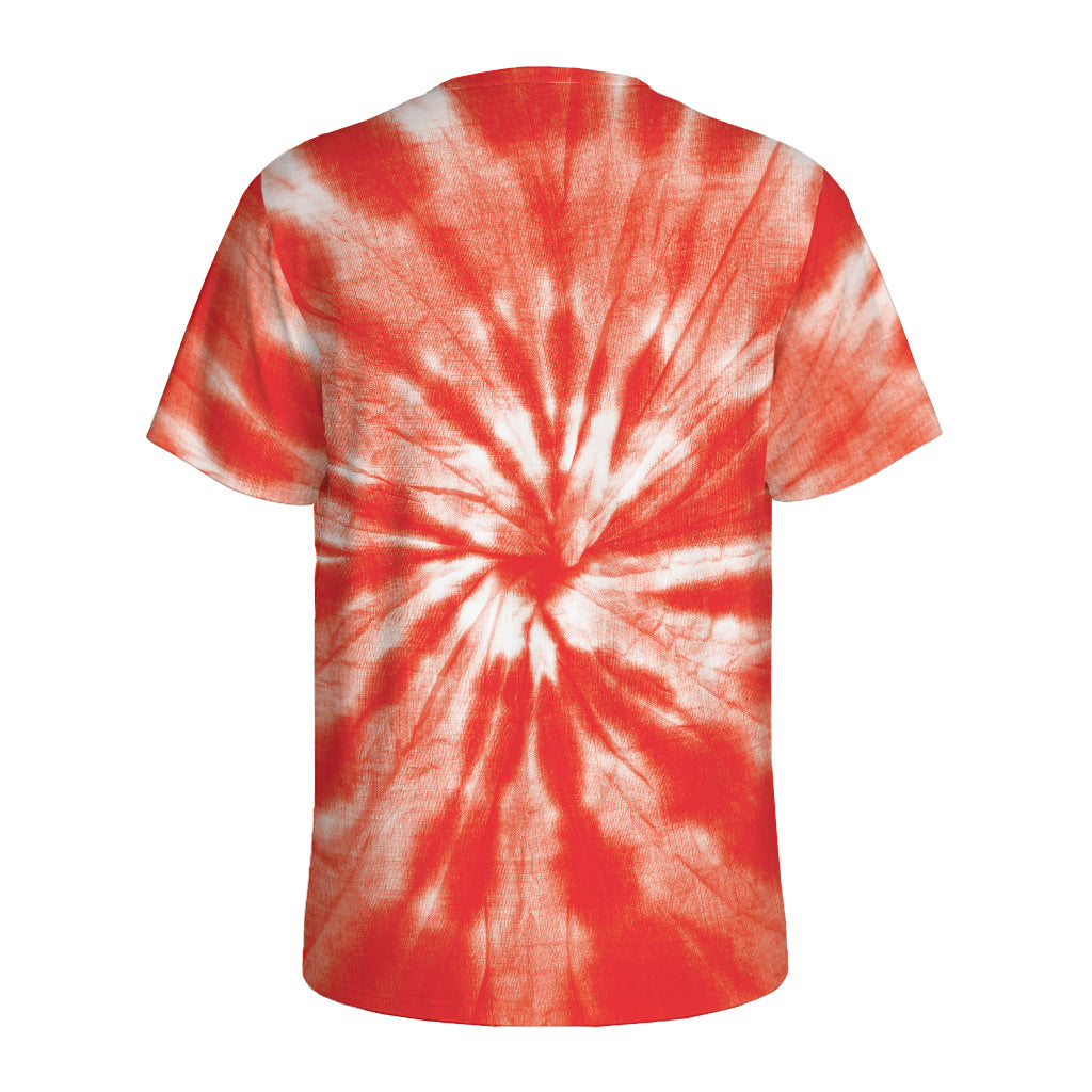 Orange Tie Dye Print Men's Sports T-Shirt