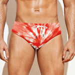 Orange Tie Dye Print Men's Swim Briefs