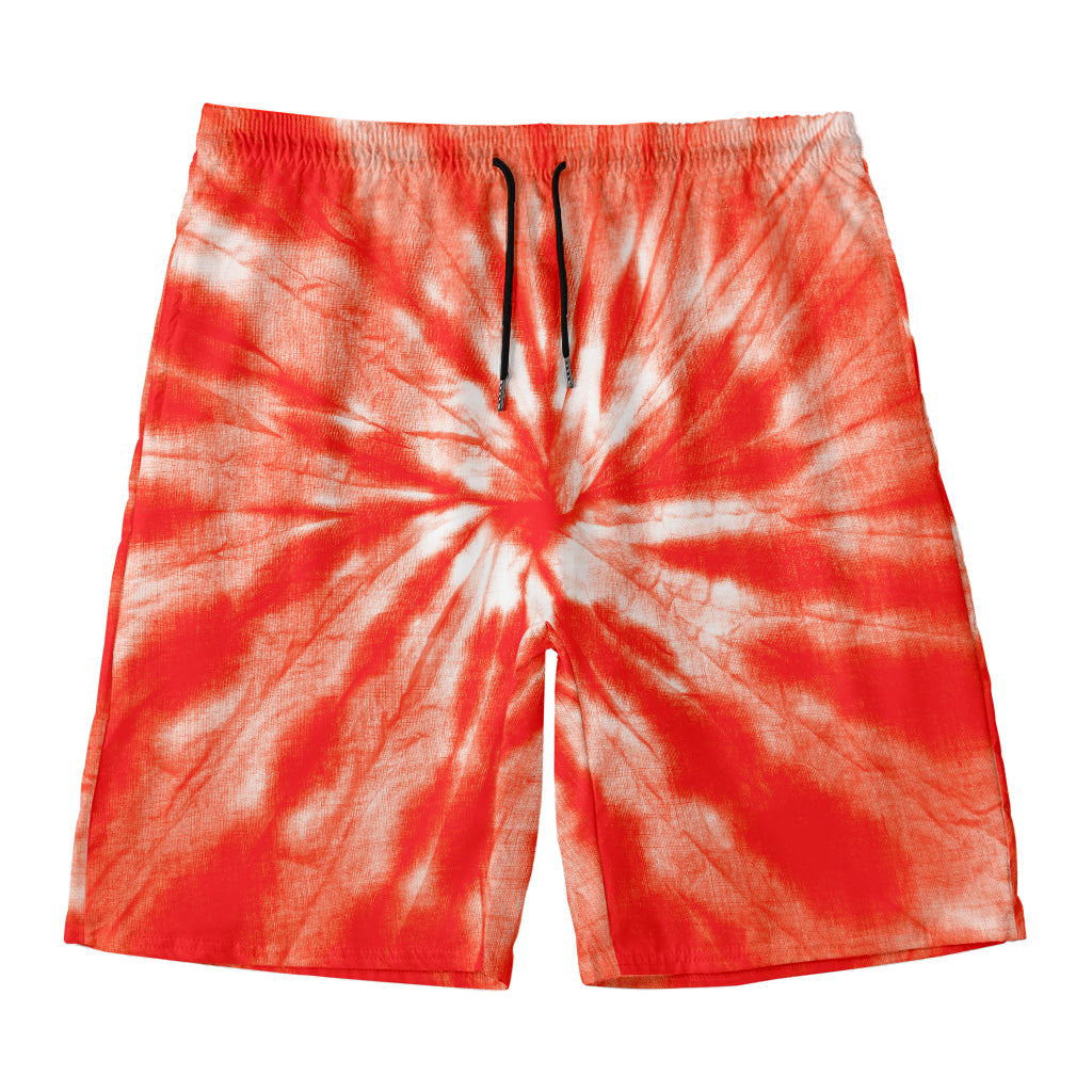 Orange Tie Dye Print Men's Swim Trunks