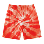 Orange Tie Dye Print Men's Swim Trunks
