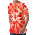 Orange Tie Dye Print Men's Velvet T-Shirt