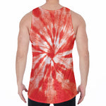Orange Tie Dye Print Men's Velvet Tank Top