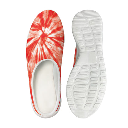 Orange Tie Dye Print Mesh Casual Shoes