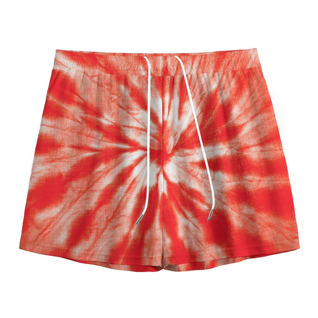 Orange Tie Dye Print Mesh Shorts