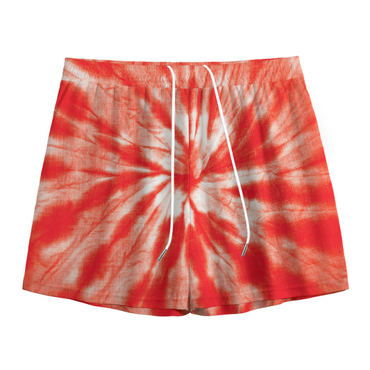 Orange Tie Dye Print Mesh Shorts