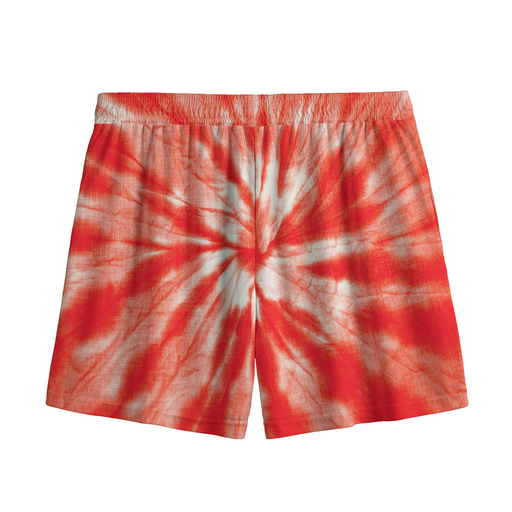 Orange Tie Dye Print Mesh Shorts