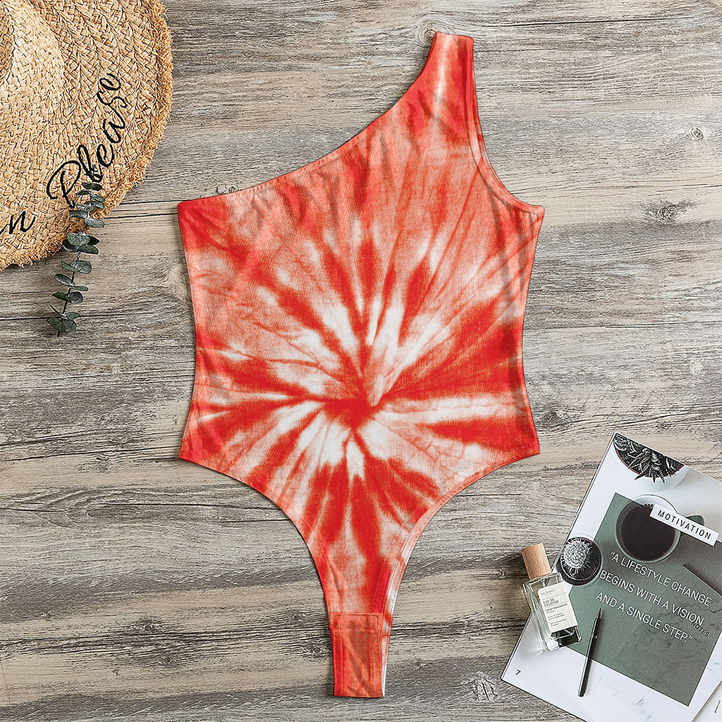 Orange Tie Dye Print One Shoulder Bodysuit