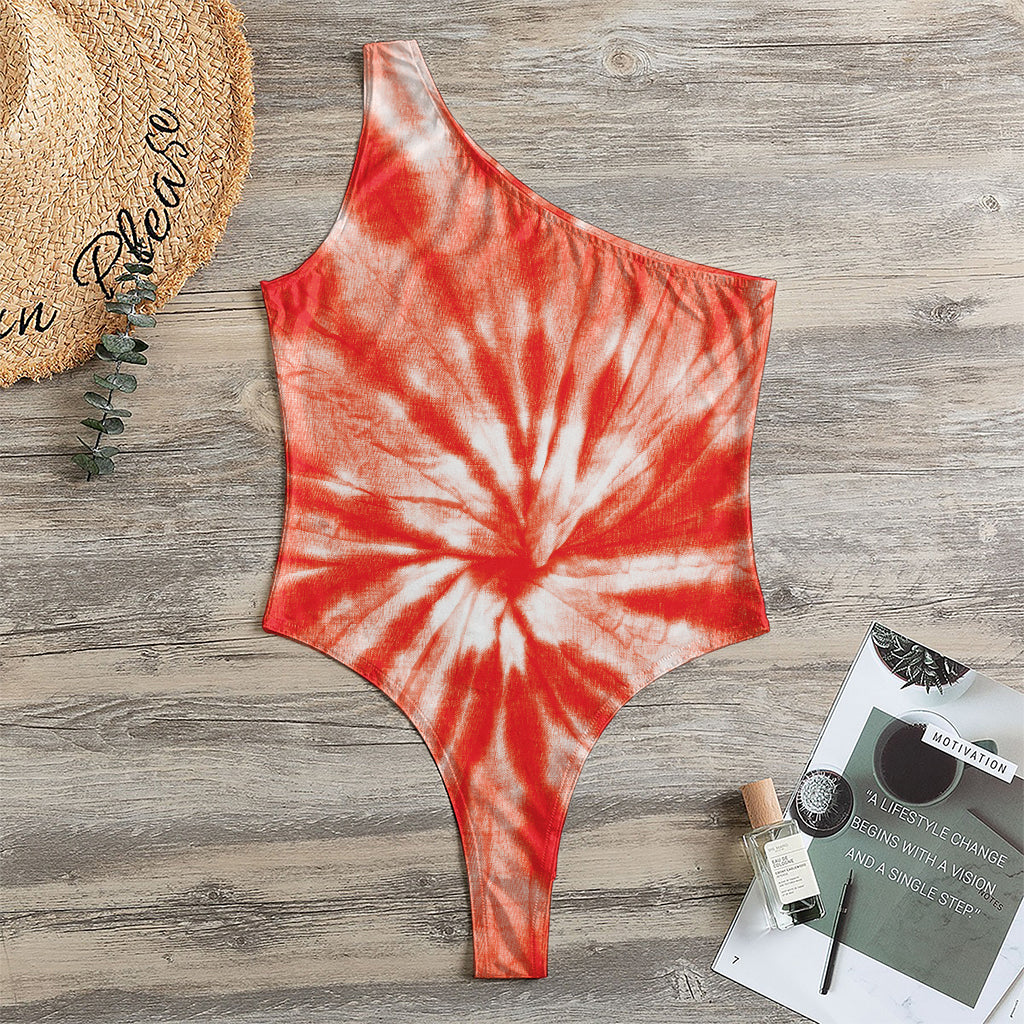 Orange Tie Dye Print One Shoulder Bodysuit