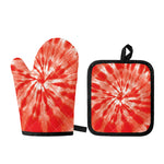 Orange Tie Dye Print Oven Mitt And Pot Holder Set