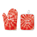 Orange Tie Dye Print Oven Mitt And Pot Holder Set