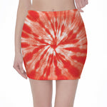 Orange Tie Dye Print Pencil Mini Skirt