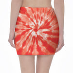 Orange Tie Dye Print Pencil Mini Skirt