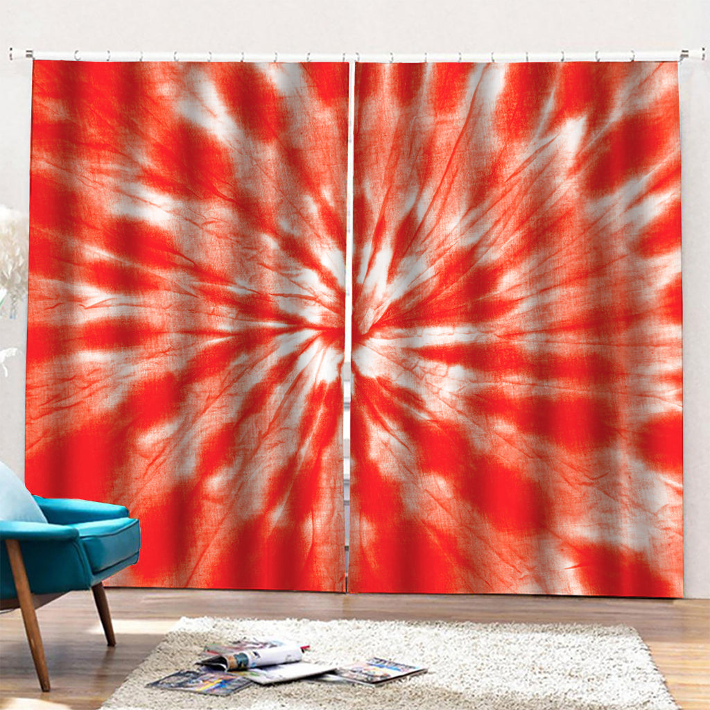 Orange Tie Dye Print Pencil Pleat Curtains