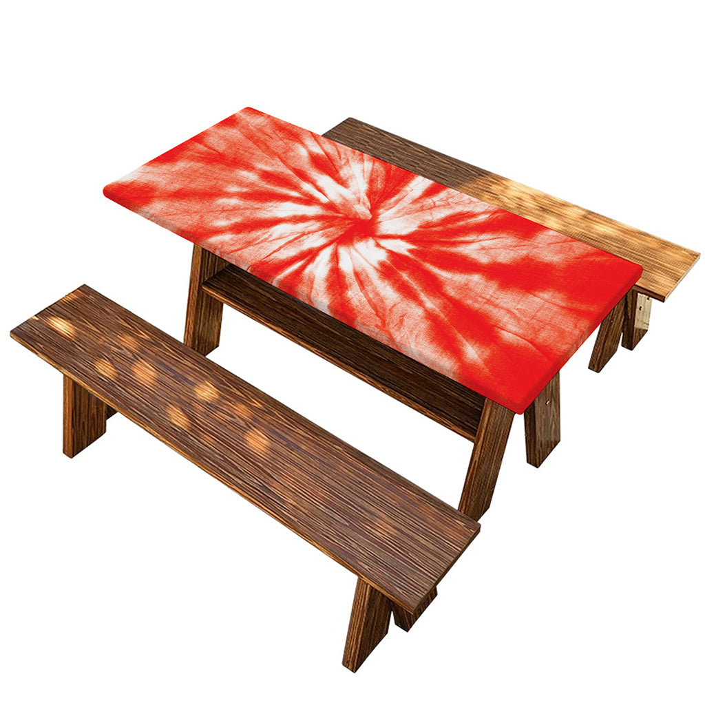 Orange Tie Dye Print Picnic Table Cover