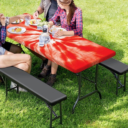 Orange Tie Dye Print Picnic Table Cover