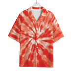 Orange Tie Dye Print Rayon Hawaiian Shirt