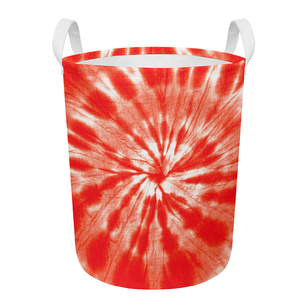 Orange Tie Dye Print Round Laundry Basket