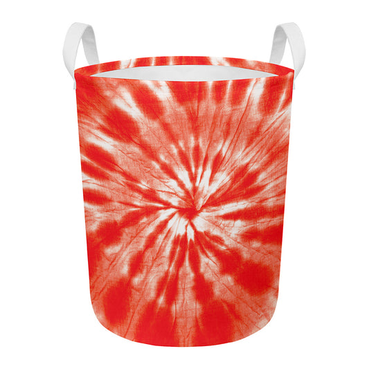Orange Tie Dye Print Round Laundry Basket