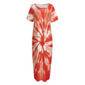 Orange Tie Dye Print Short Sleeve Long Nightdress