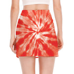 Orange Tie Dye Print Side Slit Mini Skirt