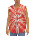 Orange Tie Dye Print Sleeveless Baseball Jersey