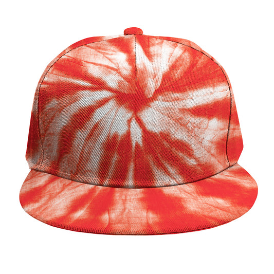 Orange Tie Dye Print Snapback Cap