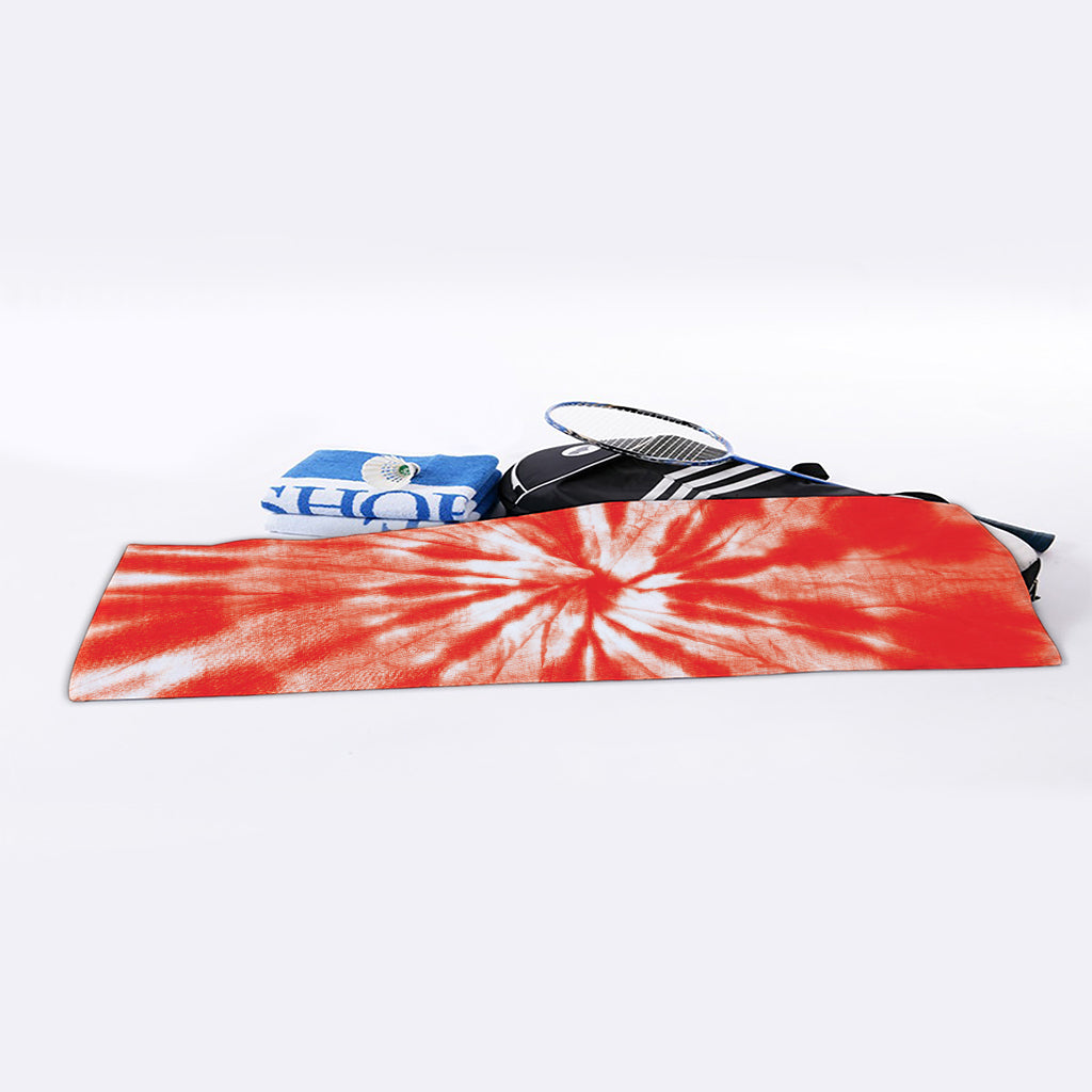 Orange Tie Dye Print Sports Towel