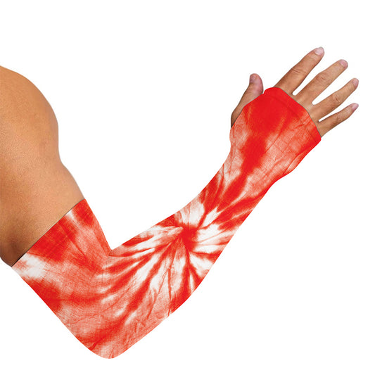 Orange Tie Dye Print Sun Protection Arm Sleeves