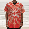 Orange Tie Dye Print Textured Short Sleeve Shirt