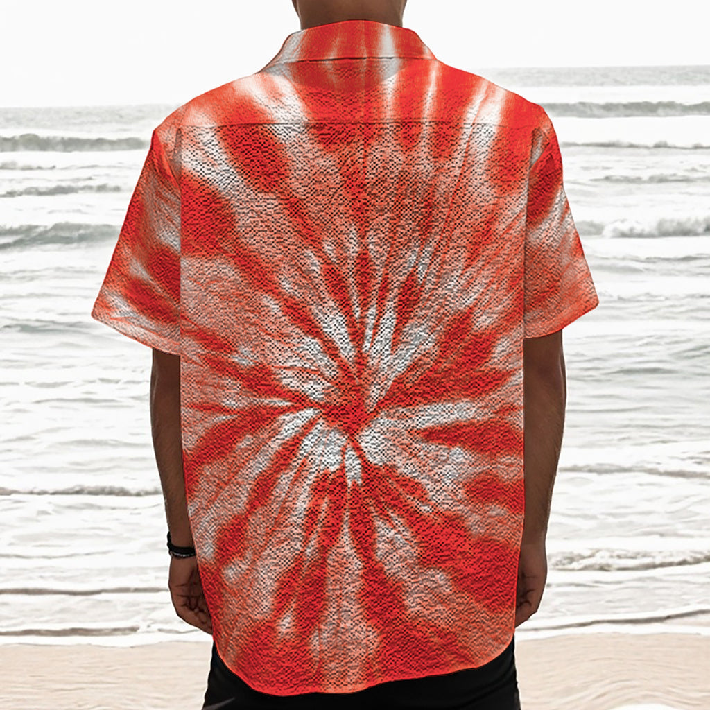 Orange Tie Dye Print Textured Short Sleeve Shirt