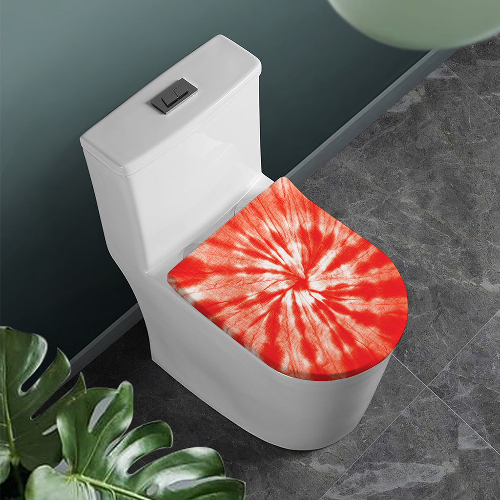 Orange Tie Dye Print Toilet Lid Cover