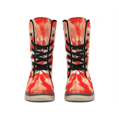 Orange Tie Dye Print Winter Boots