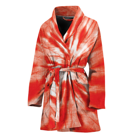 Orange Tie Dye Print Women's Bathrobe