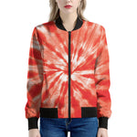 Orange Tie Dye Print Women's Bomber Jacket