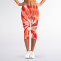Orange Tie Dye Print Women's Capri Leggings