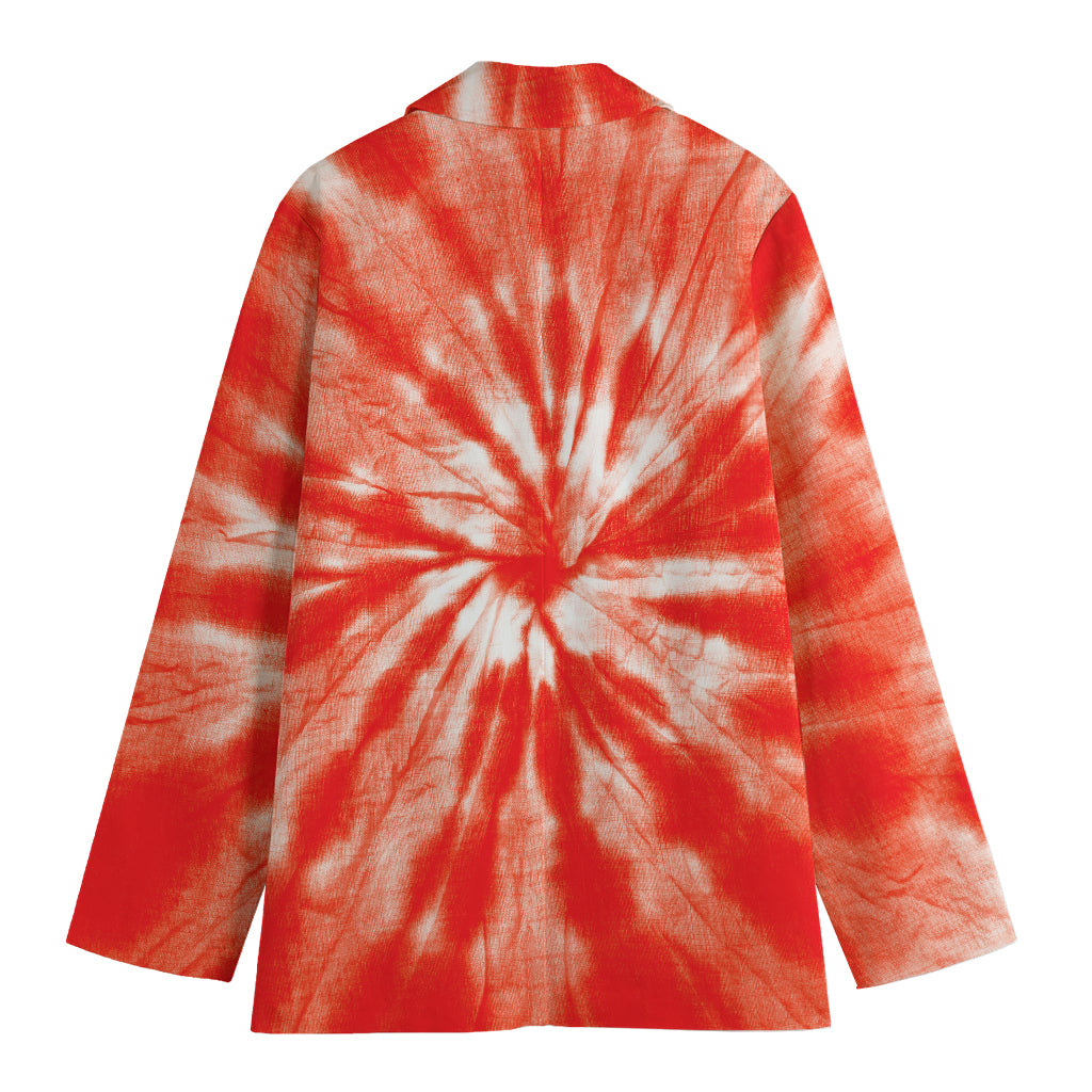 Orange Tie Dye Print Women's Cotton Blazer
