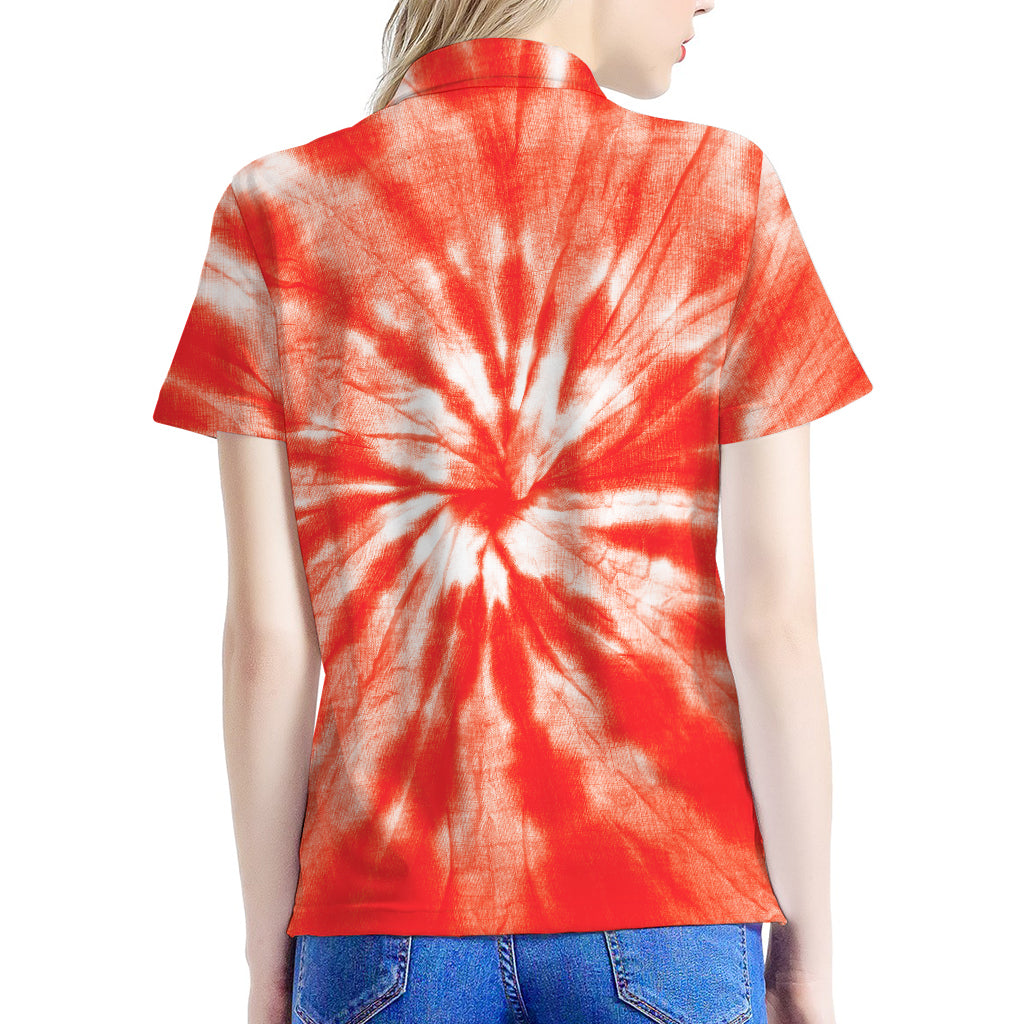 Orange Tie Dye Print Women's Polo Shirt