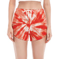 Orange Tie Dye Print Women's Split Running Shorts